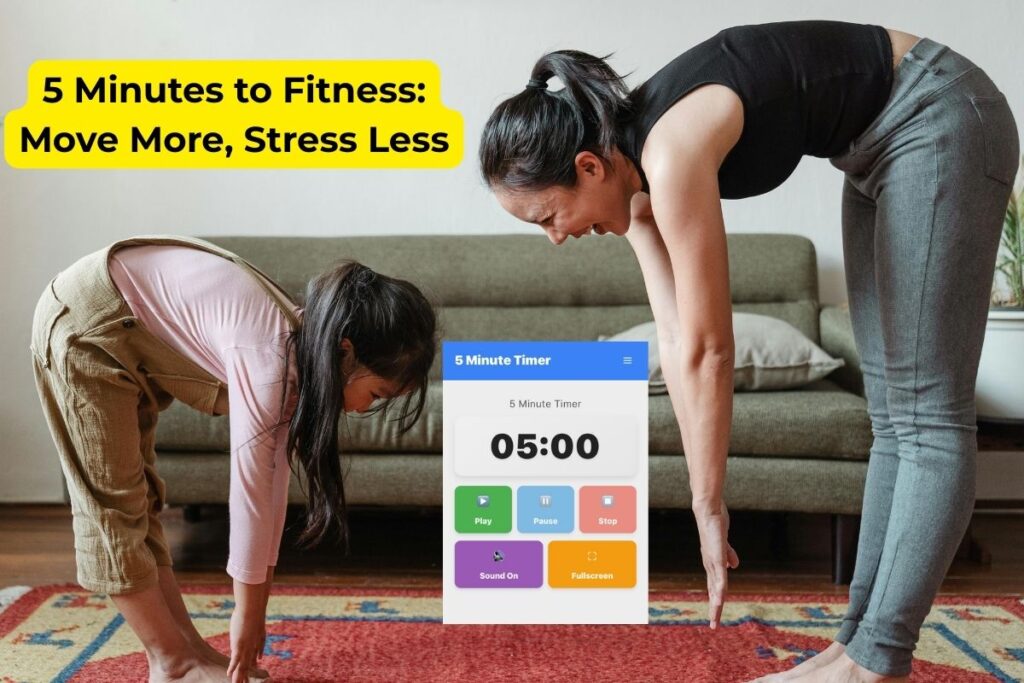 5 minute timer with alarm interface for productive breaks showing pause break concept with desk workspace