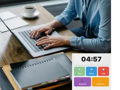 Infographic with brain, clock, and upward arrow icons showing how a timer 5 minutes boosts focus and productivity.