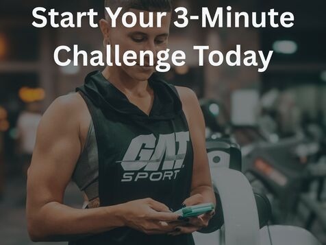 A dedicated athlete initiating the Dwayne Dixon 3 minute HIIT workout challenge at a gym, using a mobile device to set a precise timer for high-intensity training to achieve immediate focus and metabolic transformation