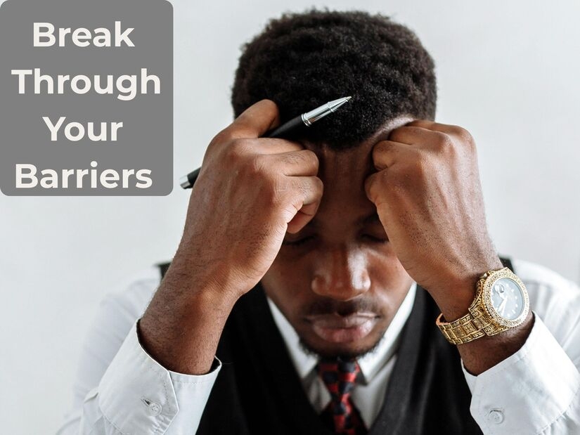 Person overcoming mental barriers and stress using 1 minute timer technique