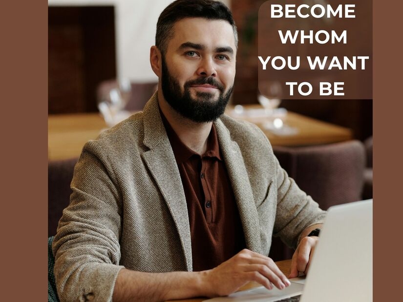 A Confident person showing successful behaviour change after learning how to break a bad habit and build a new identity
