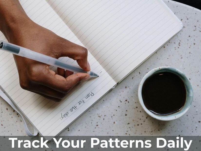 Person tracking habit patterns in journal learning how to break a bad habit through daily reflection and planning
