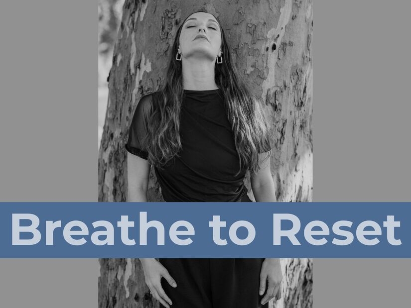 Person using stress management techniques with deep breathing outdoors demonstrating quick anxiety reduction methods
