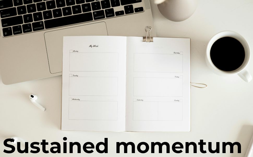 A colourful daily schedule showing blocks of time assigned to different goals.