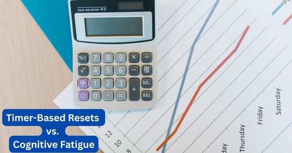 Graph showing how 5-to-60 minute timer resets prevent cognitive fatigue and vigilance decrement